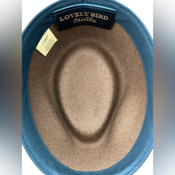 Women’s Lovely bird Malibu Fedora 100% wool whiskey color embellished silk Large - Picture 7 of 16